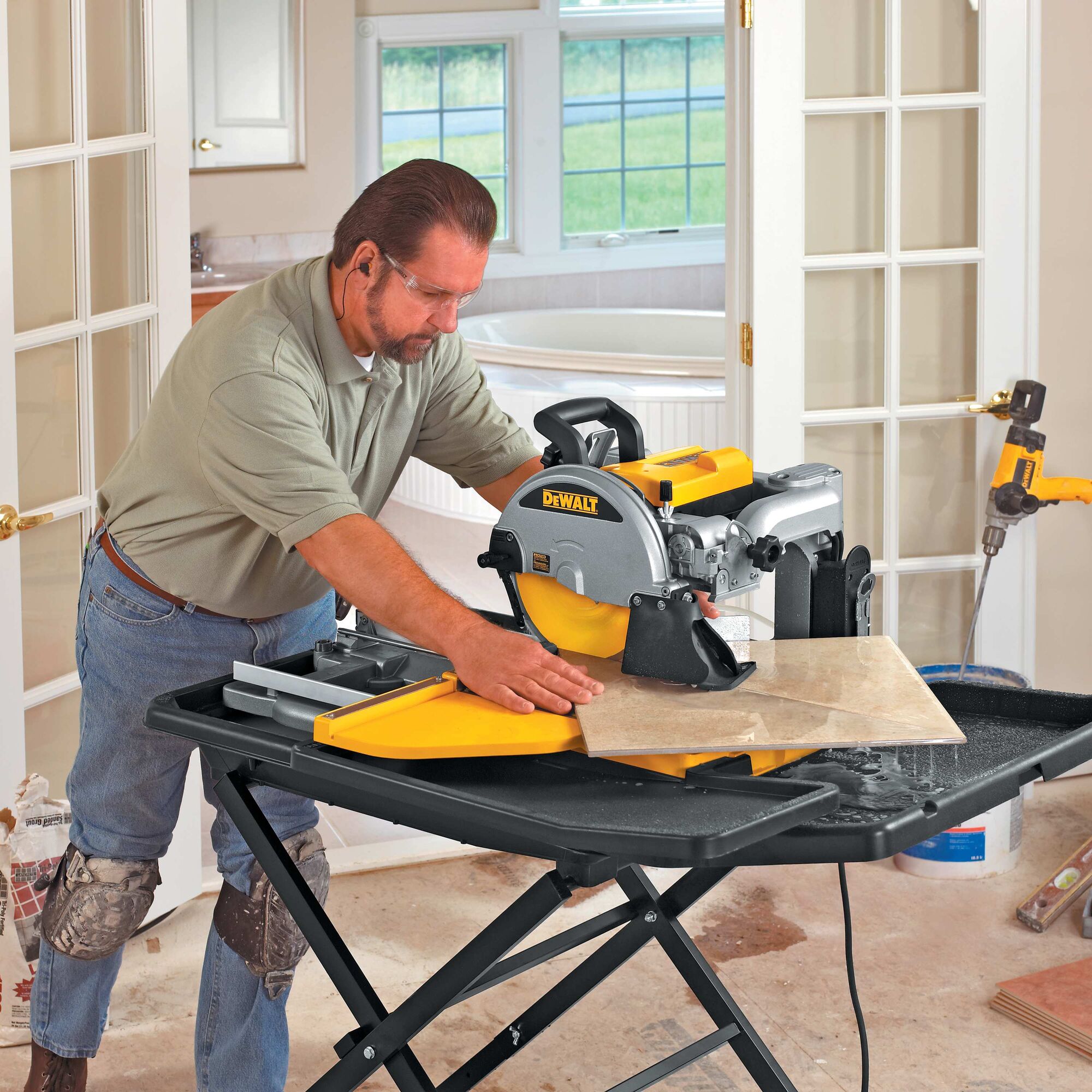 Tile saw deals water