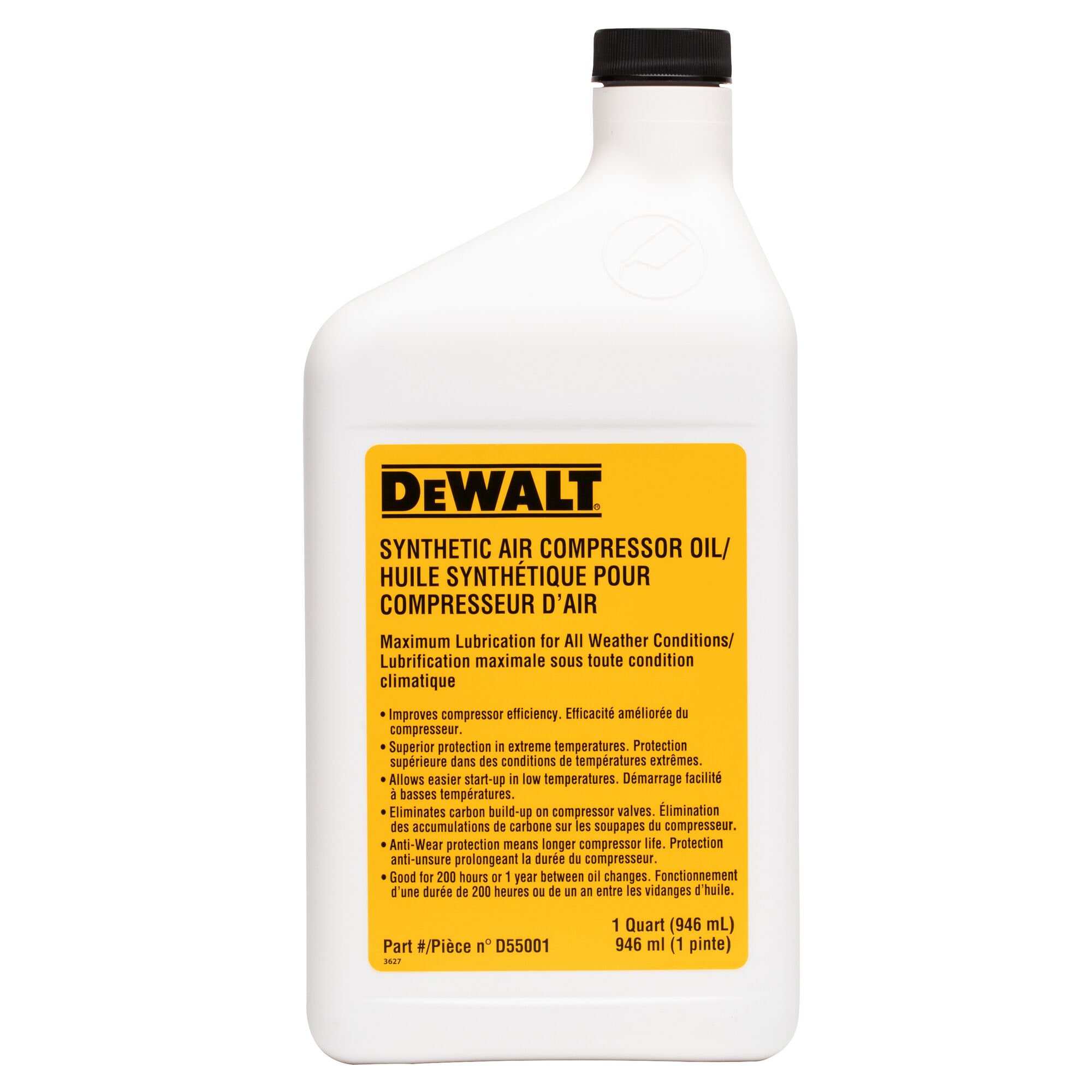 Synthetic Compressor Oil Quart bottles 12 per case DEWALT