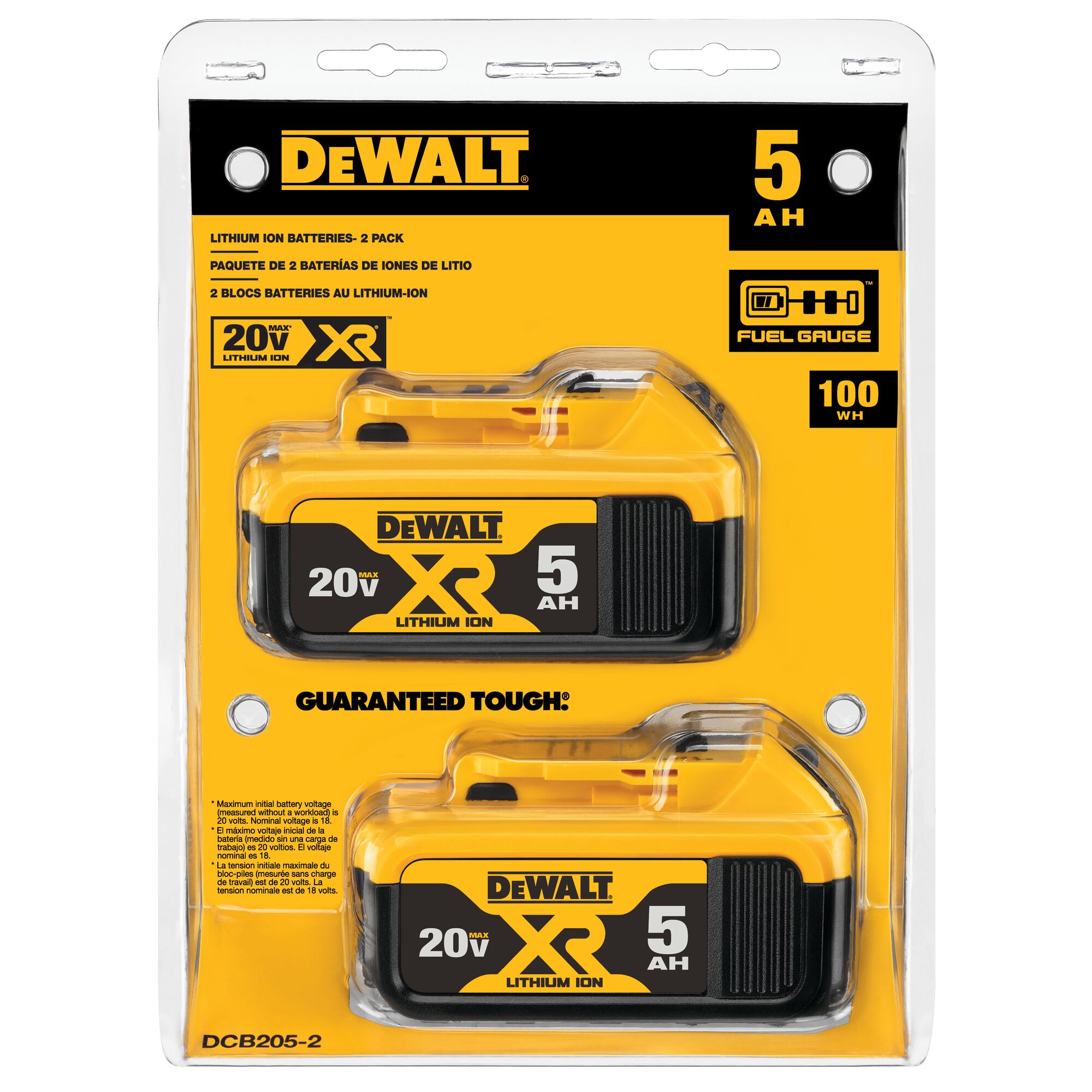 20V MAX XR 5Ah Battery 2 PK DEWALT