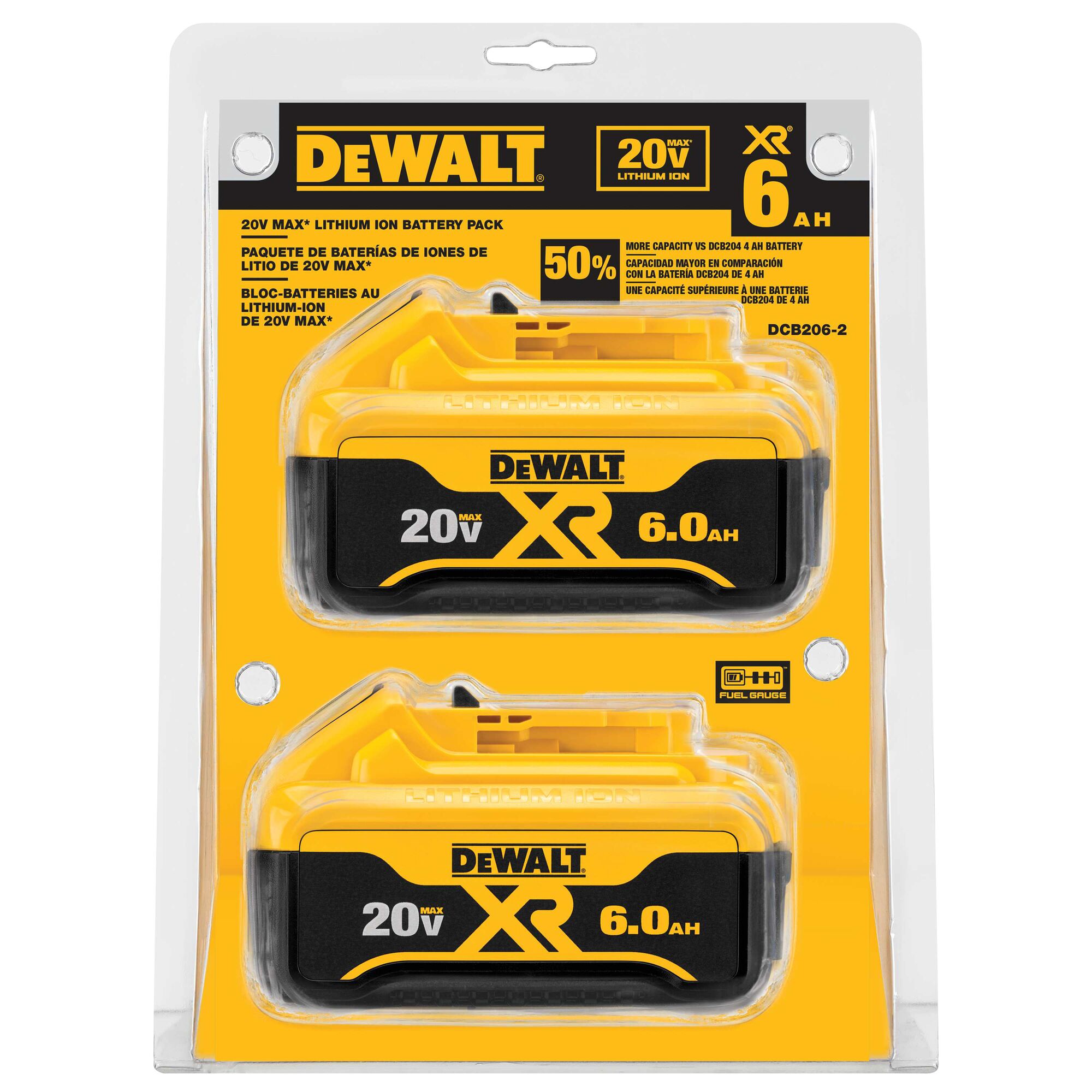 20V MAX XR 6Ah Battery 2 PK DEWALT