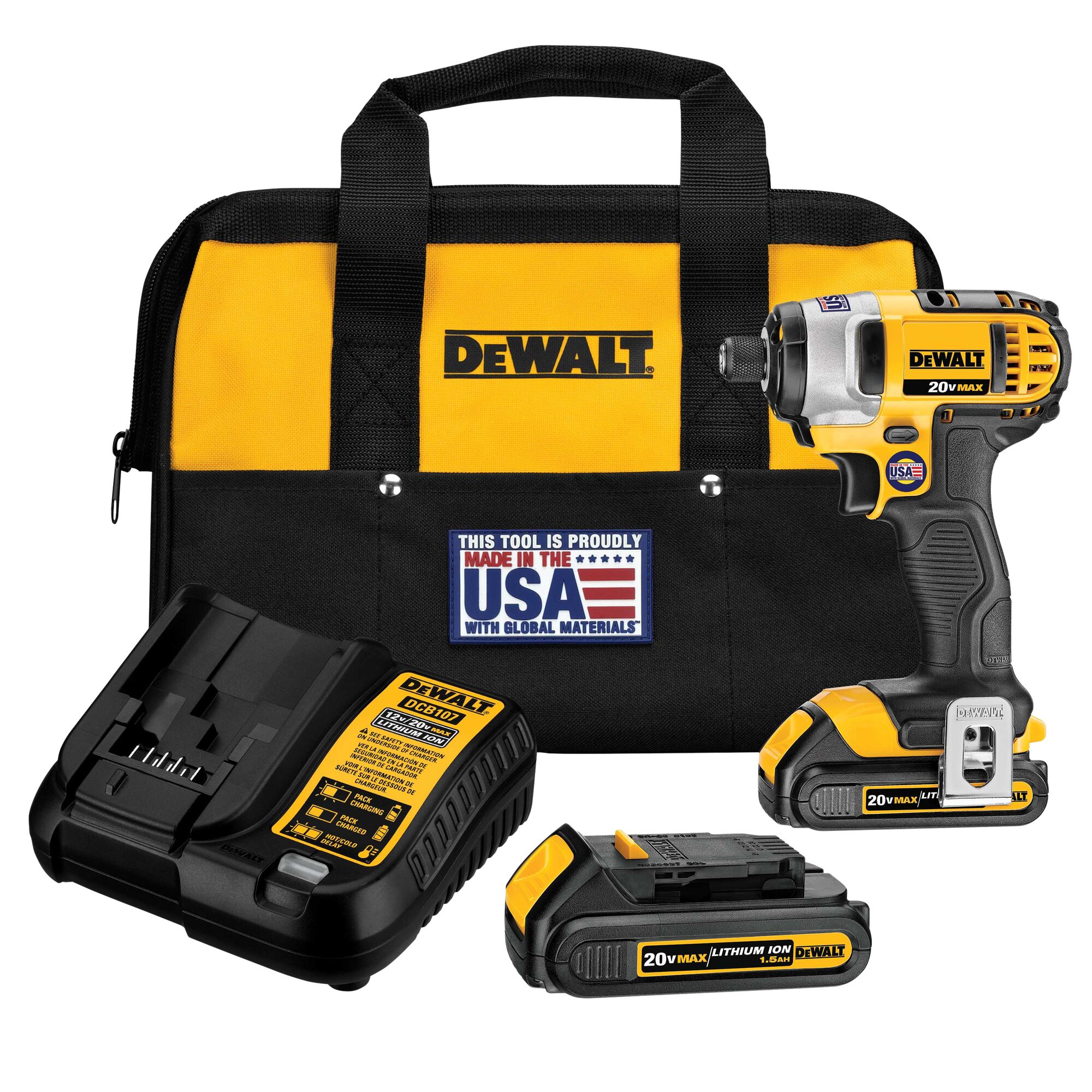 20V MAX* Lithium Ion 1/4 in Impact Driver Kit (1.5Ah) | DEWALT