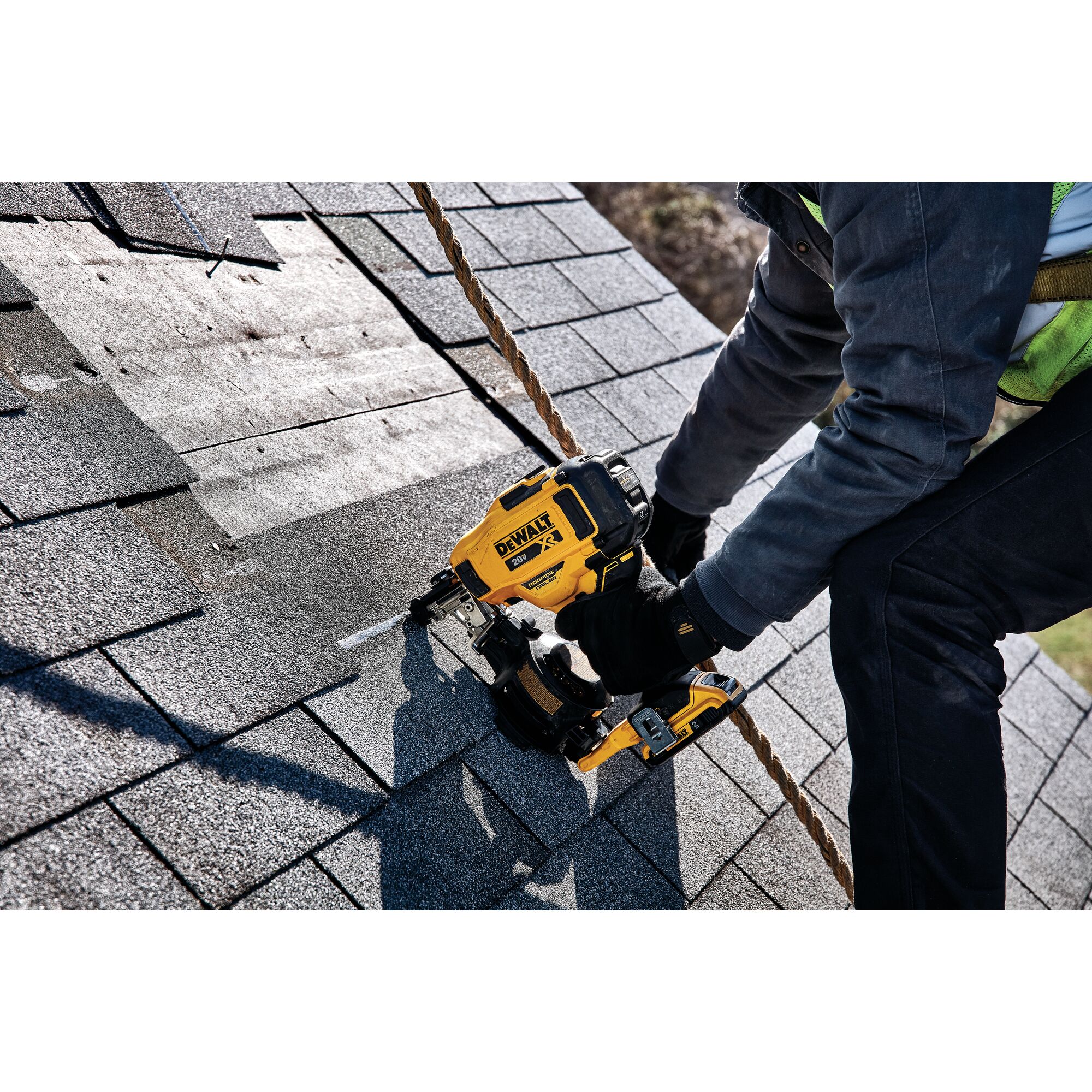 Dewalt battery deals operated roofing nailer