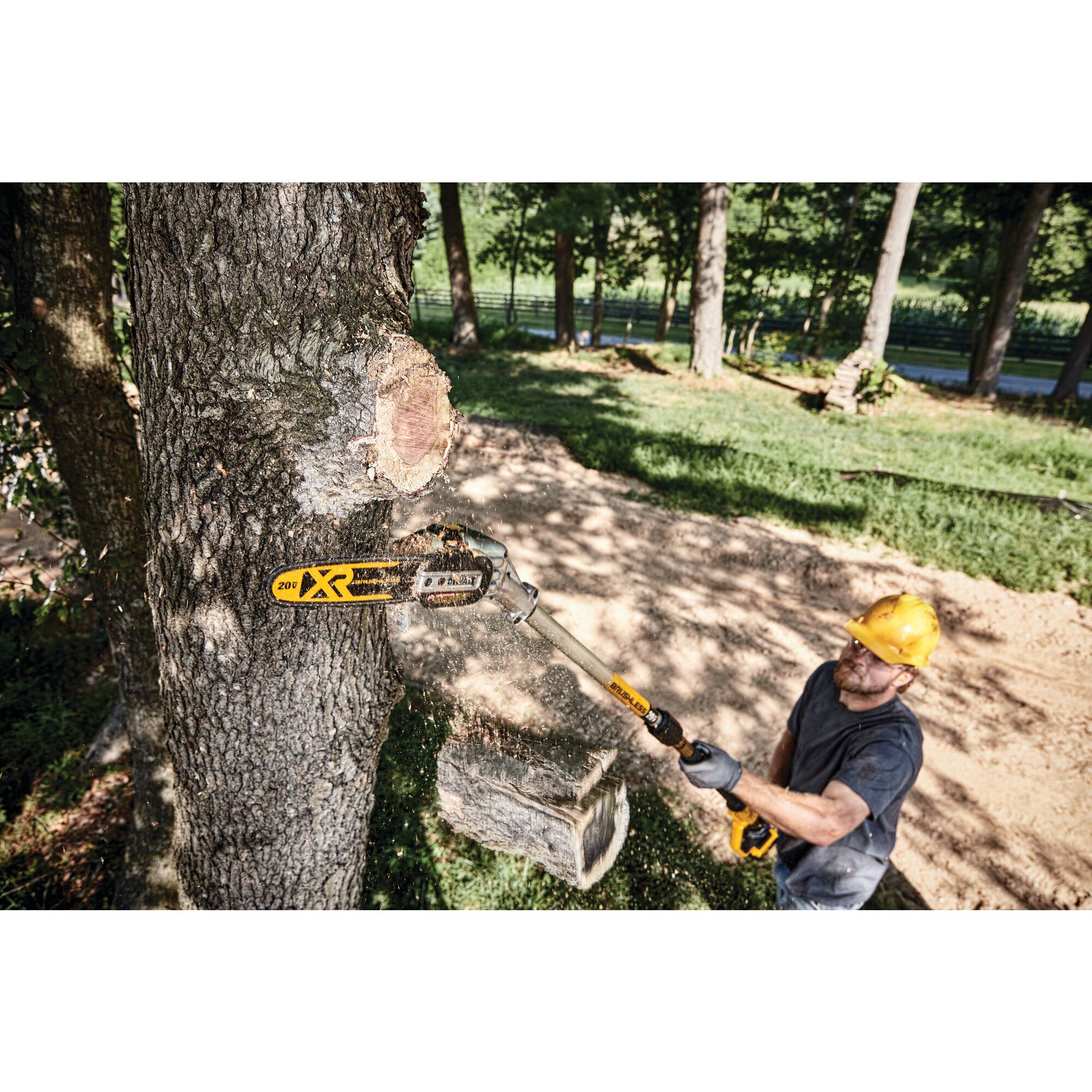 Dewalt battery 2024 pole chainsaw