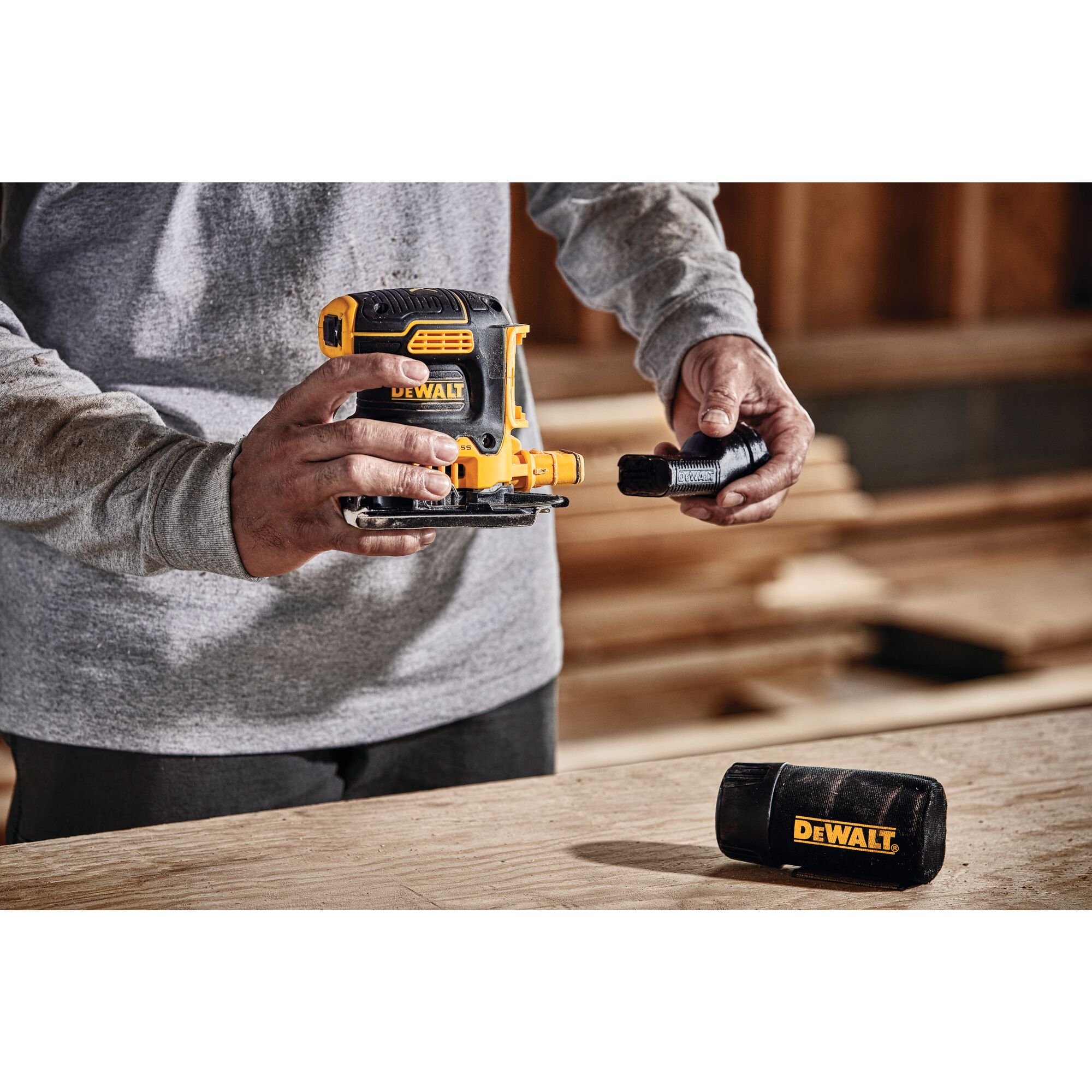 Dewalt cordless sander on sale with battery