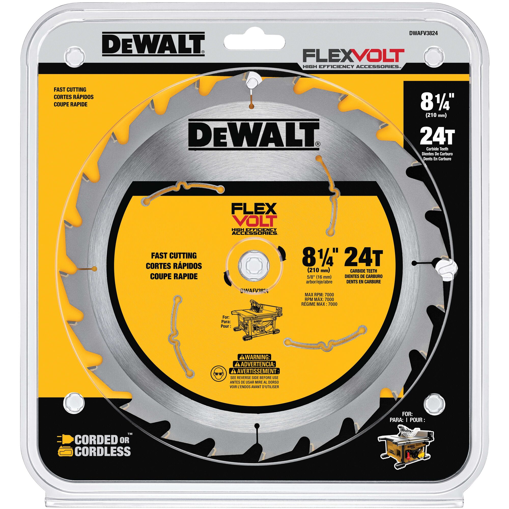 Flexvolt table 2025 saw blade